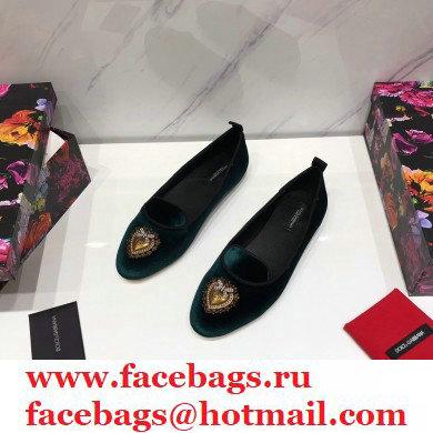 Dolce & Gabbana Velvet Devotion Loafers Slippers Dark Green 2021